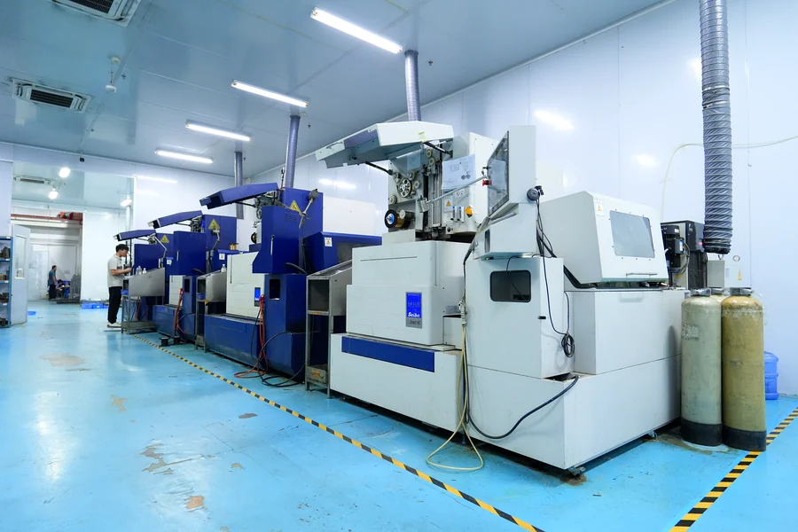 Wire EDM machines arranged in the production workshop